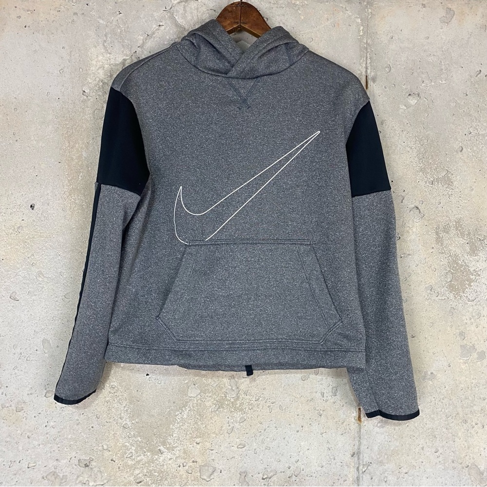 Nike heathered gray Nike check cropped drawstring hoodie xl